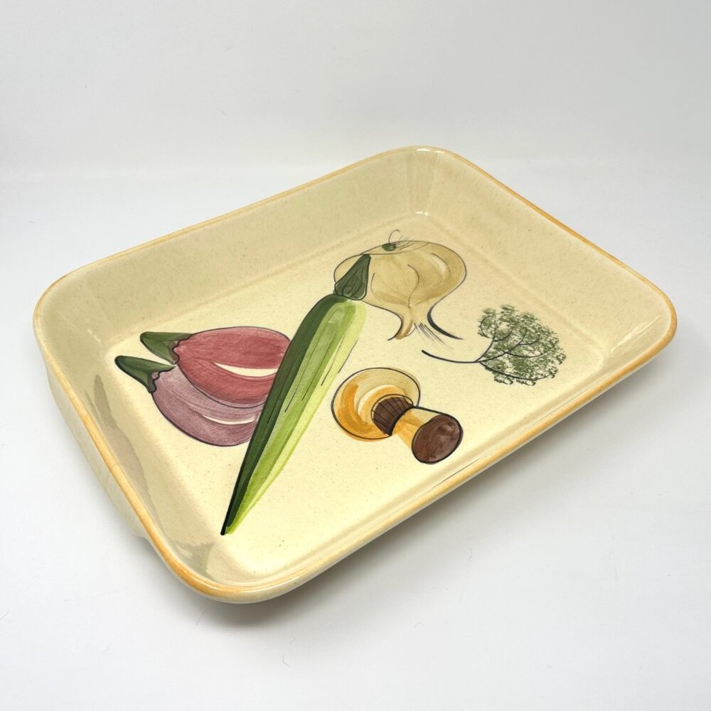 Vintage LA Potteries Ovenware 512 Mushroom Garlic Eggplant Herb Design Fantastic